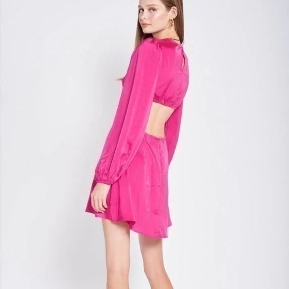 Emory Park Satin Mini Dress in Fuschia - Picture 3 of 4